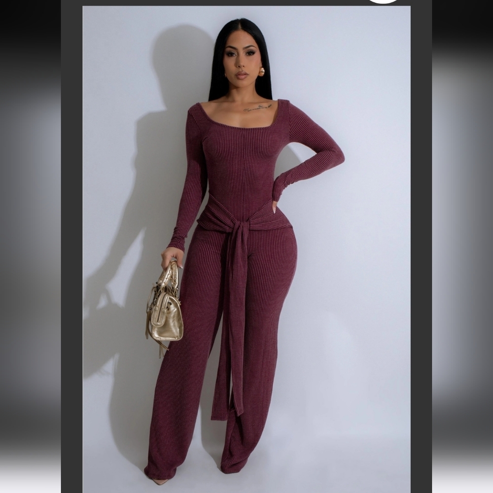 Serentity Ribbed Tie Jumpsuit